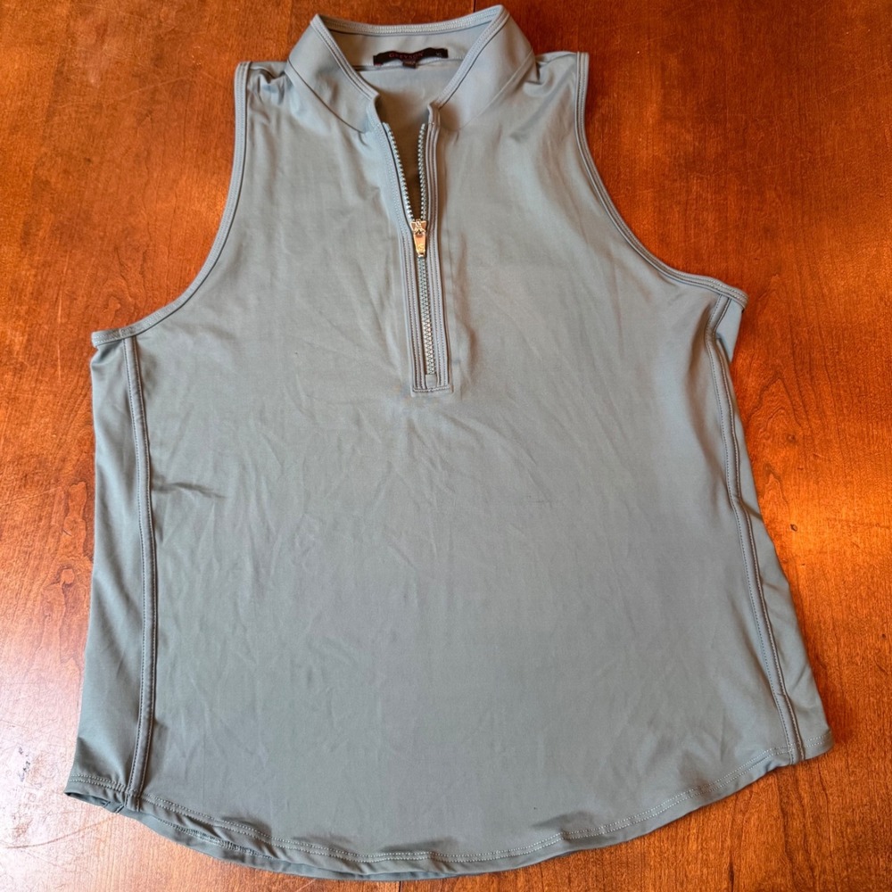 Greyson Polo Shirt Women XL Green Sleeveless Quarter Zip Performance Golf Top